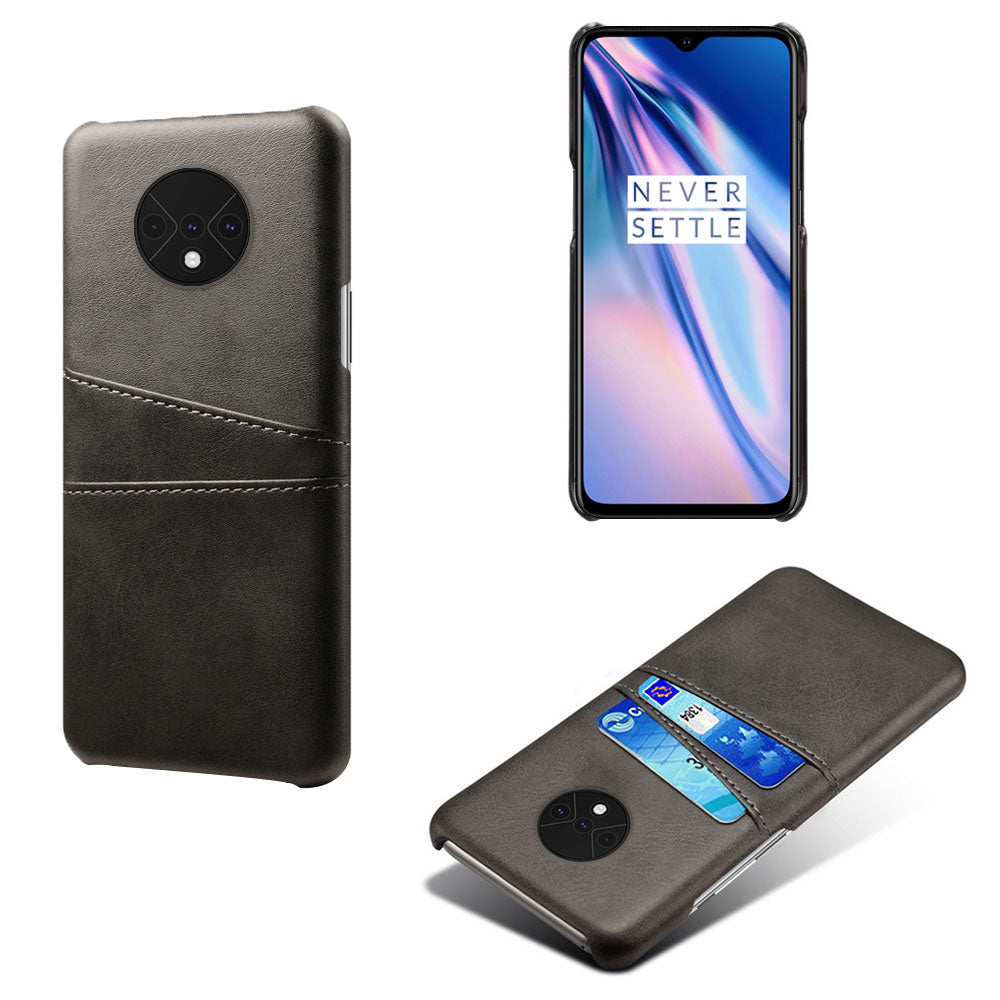 KSQ Double Card Slots PU Leather Coated Hard PC Case for OnePlus 7T