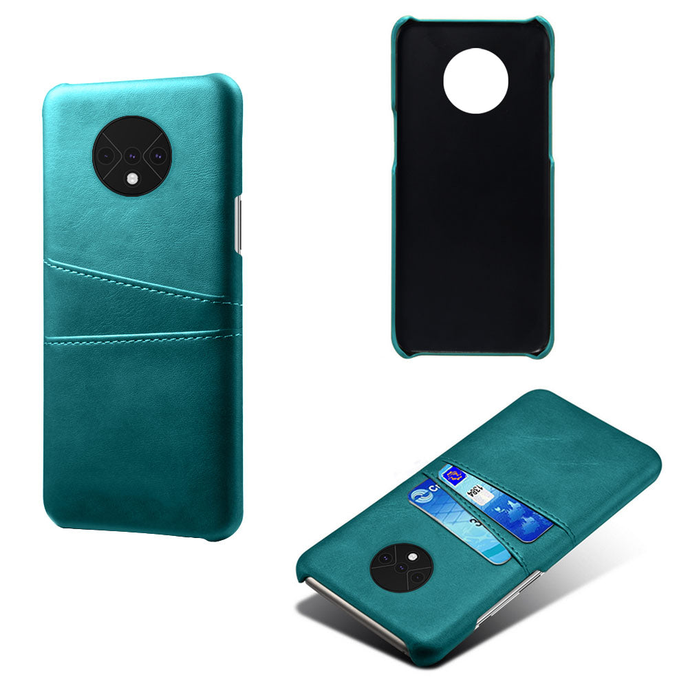 KSQ Double Card Slots PU Leather Coated Hard PC Case for OnePlus 7T