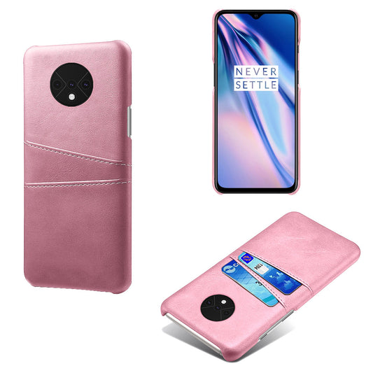 KSQ Double Card Slots PU Leather Coated Hard PC Case for OnePlus 7T