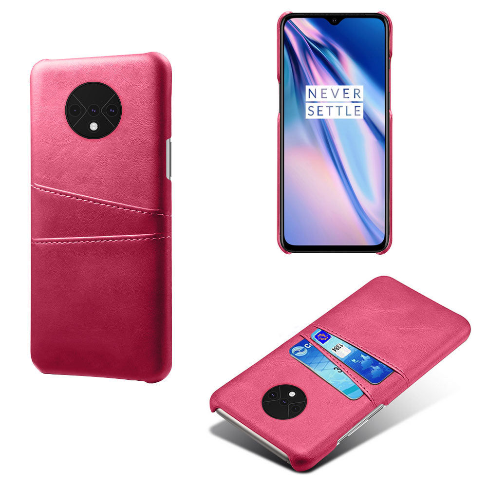 KSQ Double Card Slots PU Leather Coated Hard PC Case for OnePlus 7T