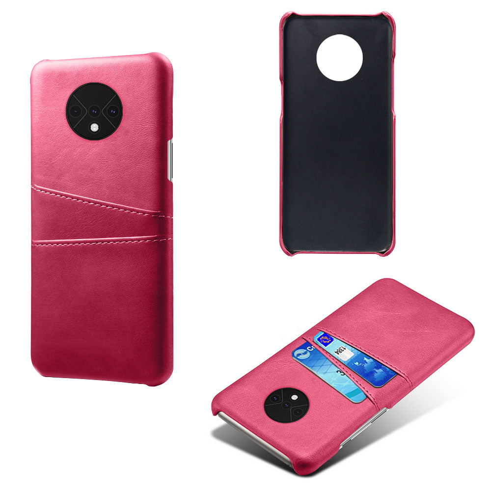 KSQ Double Card Slots PU Leather Coated Hard PC Case for OnePlus 7T