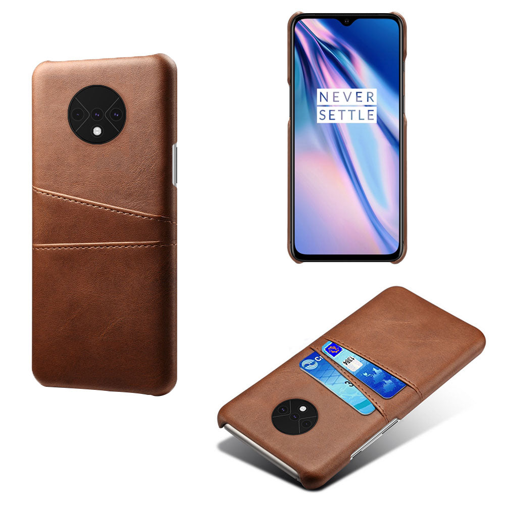 KSQ Double Card Slots PU Leather Coated Hard PC Case for OnePlus 7T