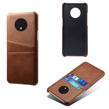 KSQ Double Card Slots PU Leather Coated Hard PC Case for OnePlus 7T