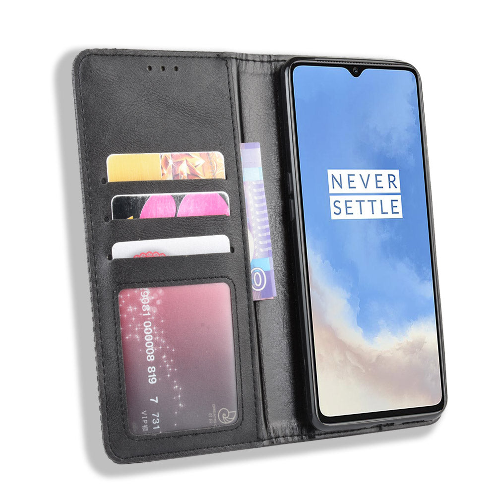 Retro Auto-absorbed Stylish Leather Phone Casing for OnePlus 7T