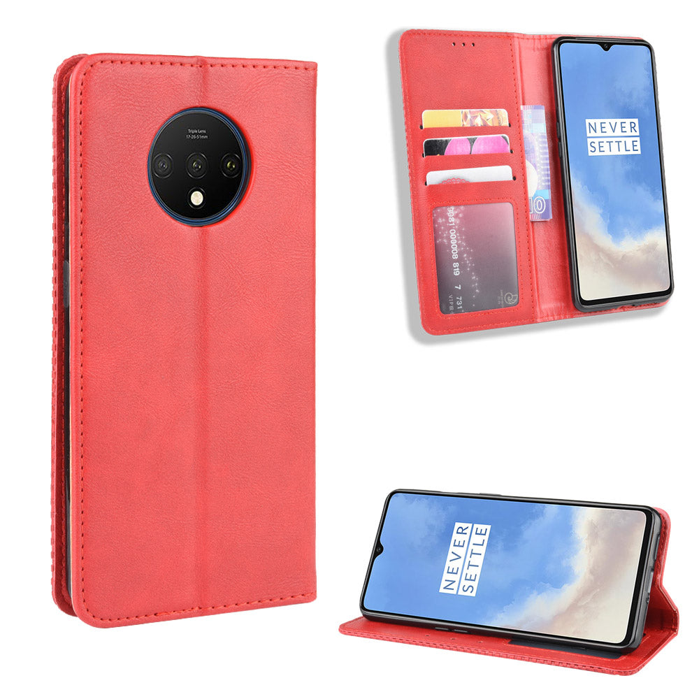 Retro Auto-absorbed Stylish Leather Phone Casing for OnePlus 7T