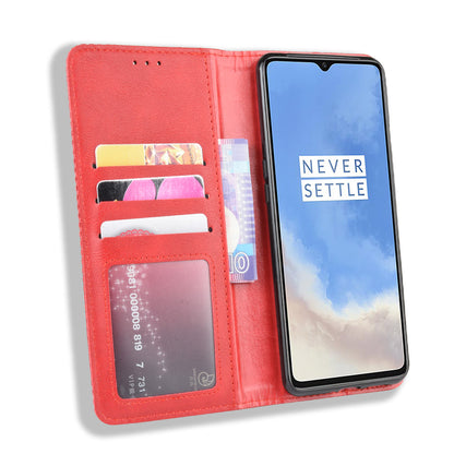 Retro Auto-absorbed Stylish Leather Phone Casing for OnePlus 7T