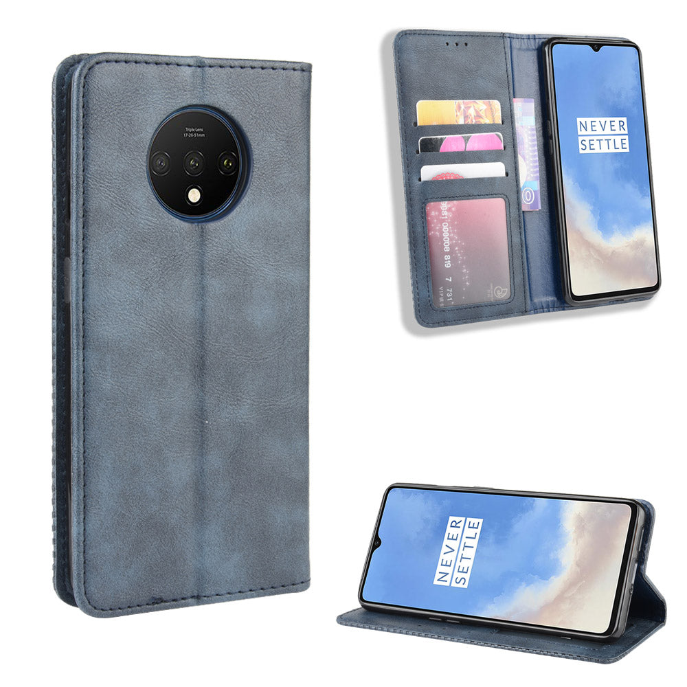 Retro Auto-absorbed Stylish Leather Phone Casing for OnePlus 7T