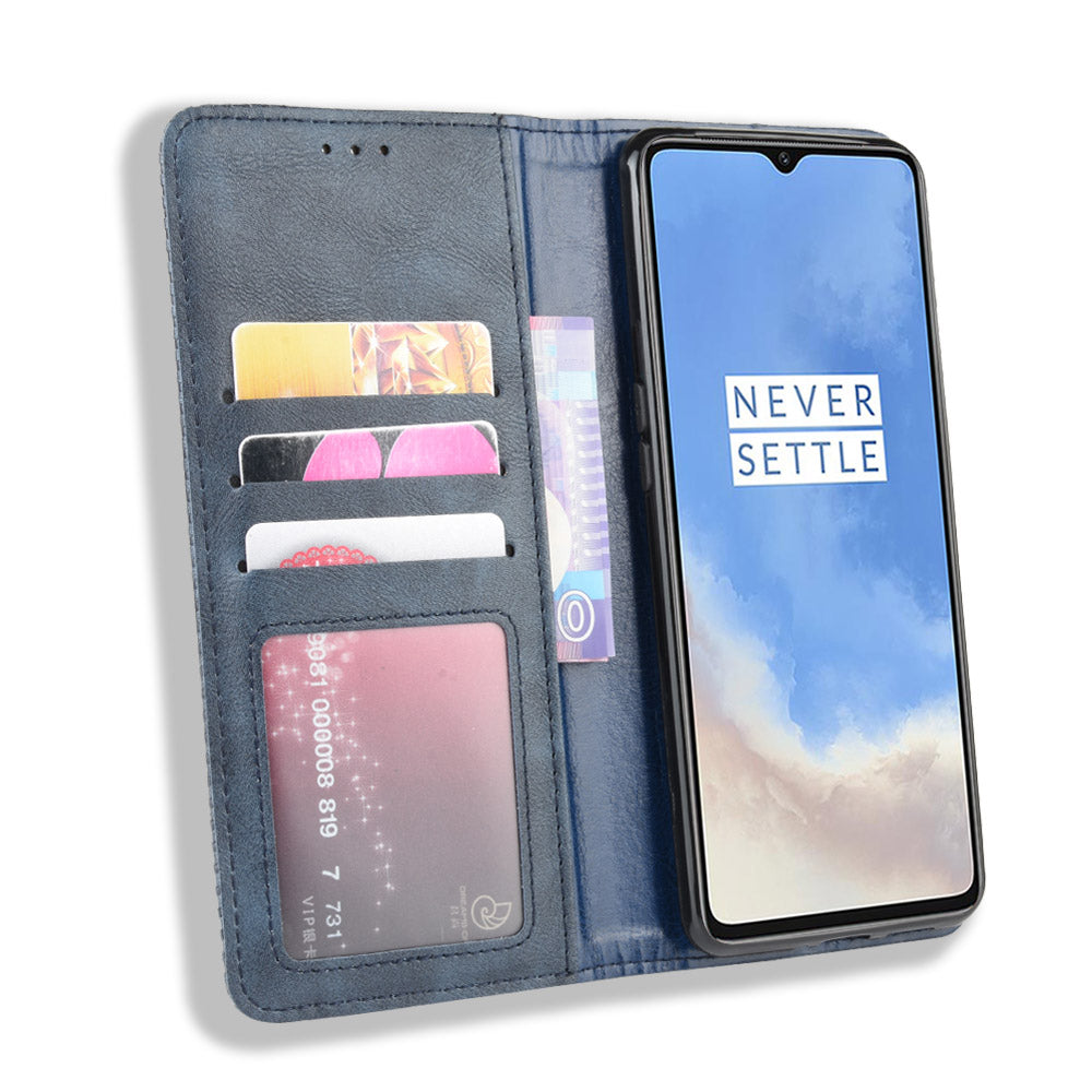 Retro Auto-absorbed Stylish Leather Phone Casing for OnePlus 7T