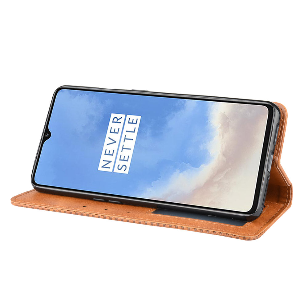 Retro Auto-absorbed Stylish Leather Phone Casing for OnePlus 7T