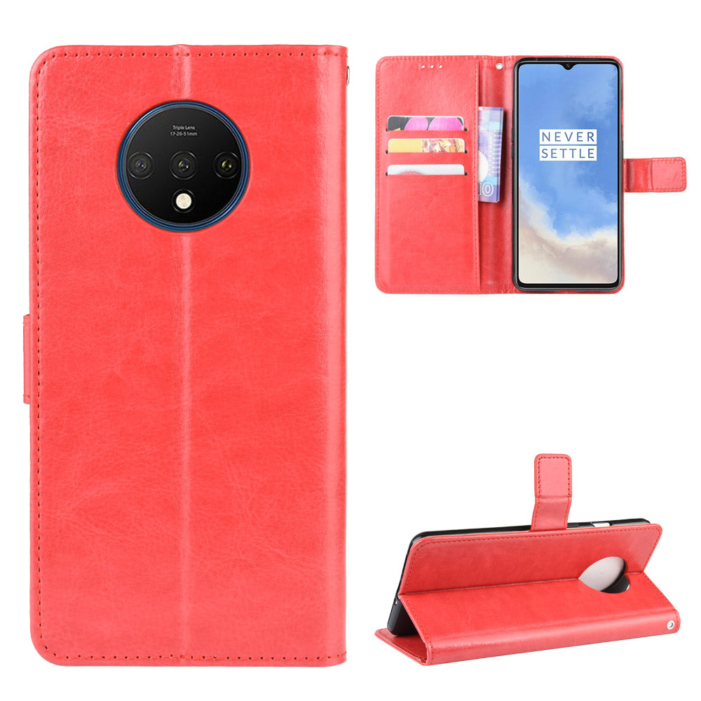 Crazy Horse Skin Leather Wallet Case Shell for OnePlus 7T