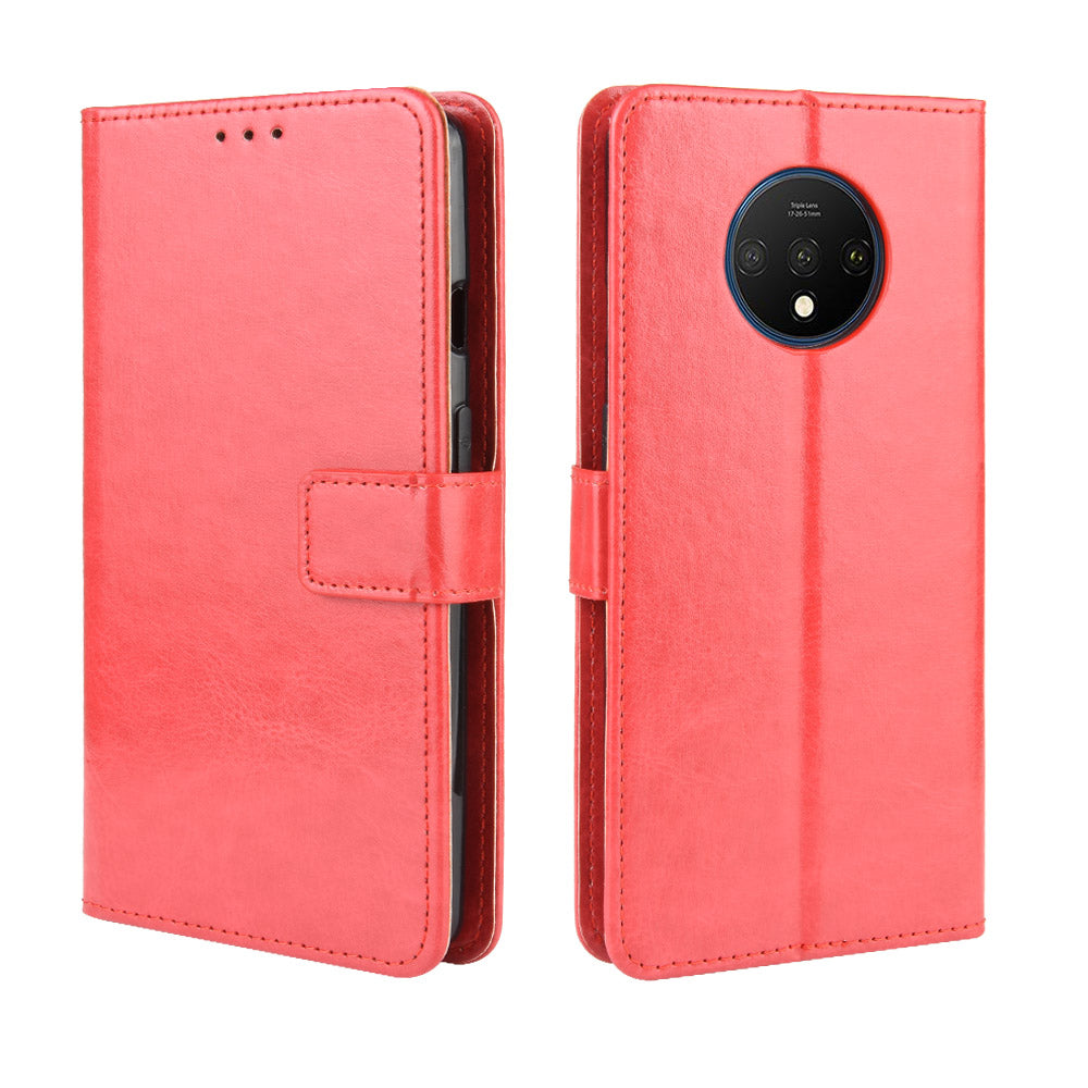 Crazy Horse Skin Leather Wallet Case Shell for OnePlus 7T