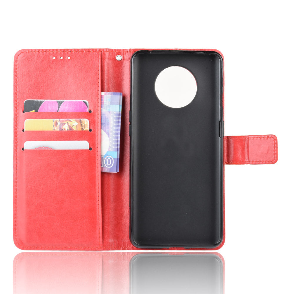 Crazy Horse Skin Leather Wallet Case Shell for OnePlus 7T