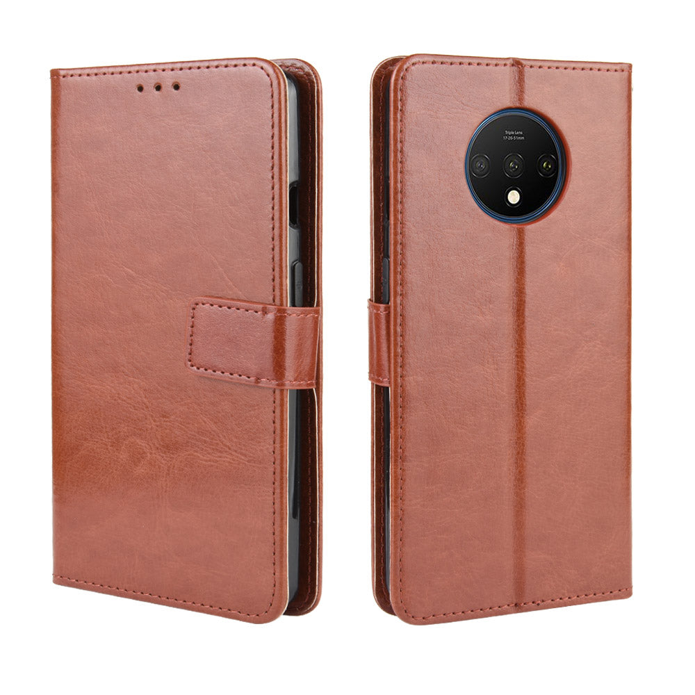 Crazy Horse Skin Leather Wallet Case Shell for OnePlus 7T