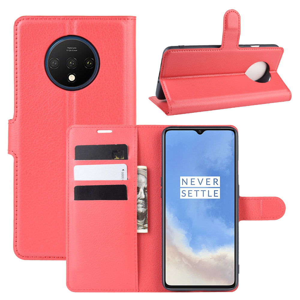 Litchi Grain Wallet Leather Phone Cover for OnePlus 7T