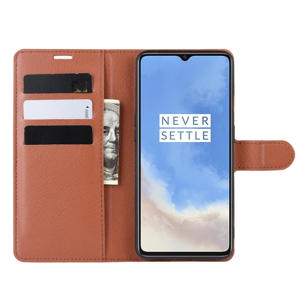 Litchi Grain Wallet Leather Phone Cover for OnePlus 7T