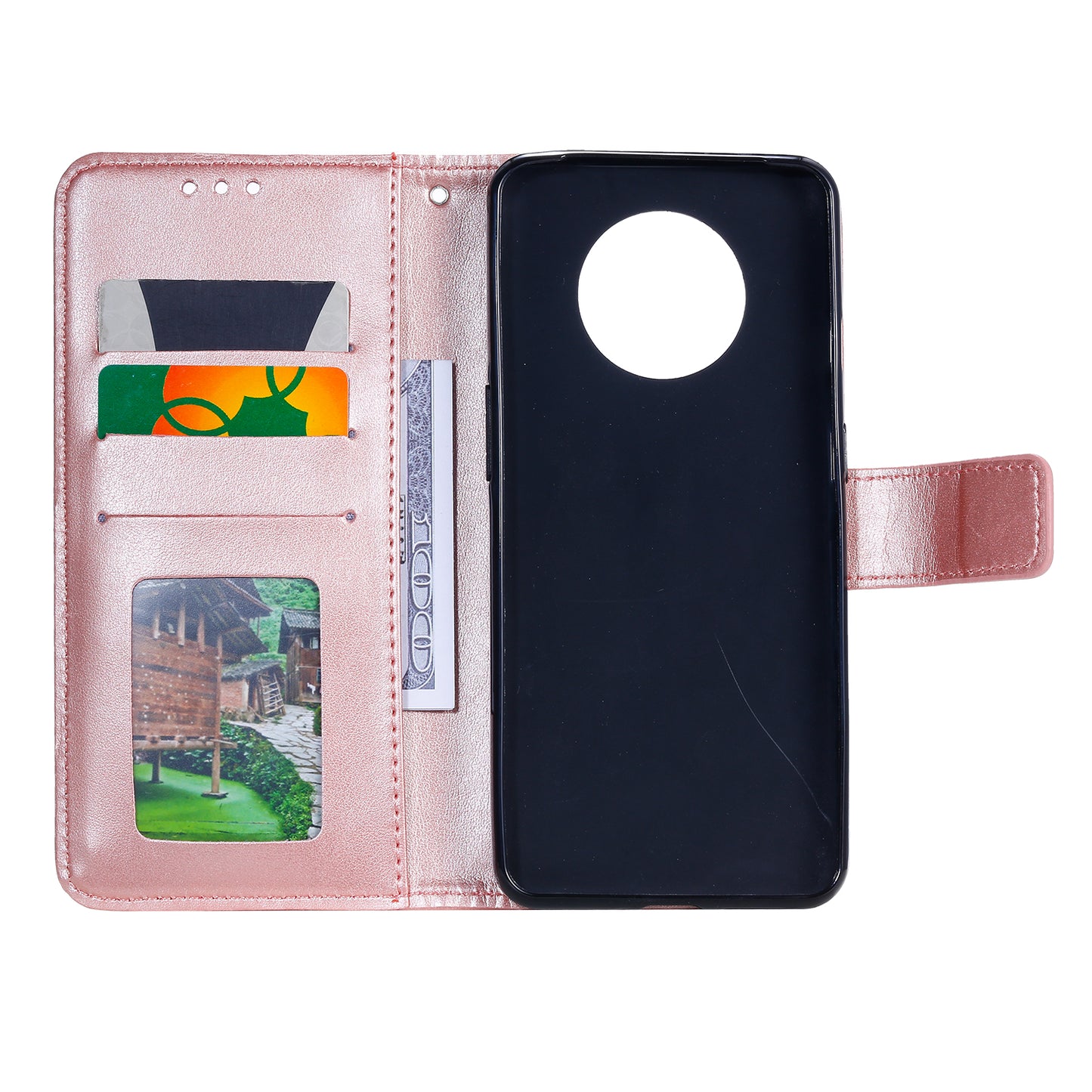 Imprint Flower Leather Wallet Phone Casing with Stand for OnePlus 7T