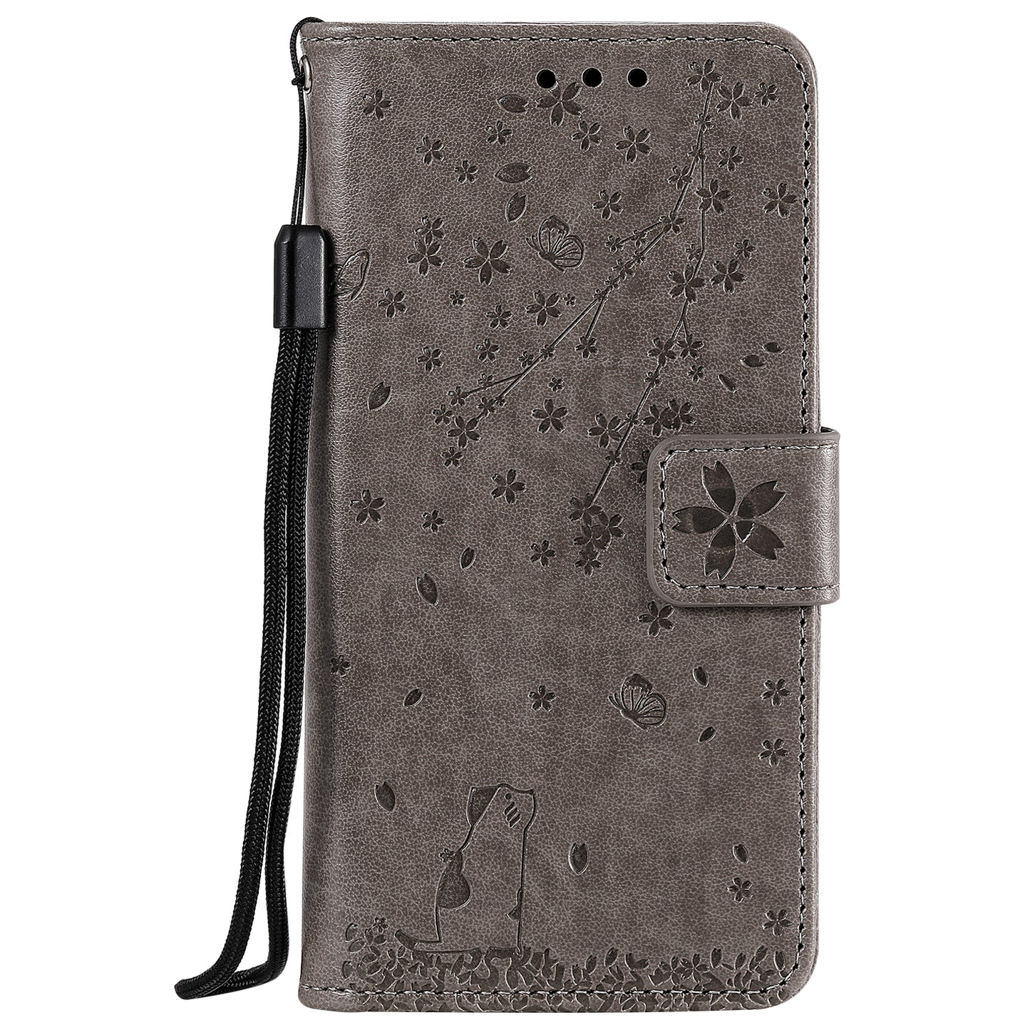 Imprint Flower and Cat Wallet Phone Flip Leather Shell for OnePlus 7T