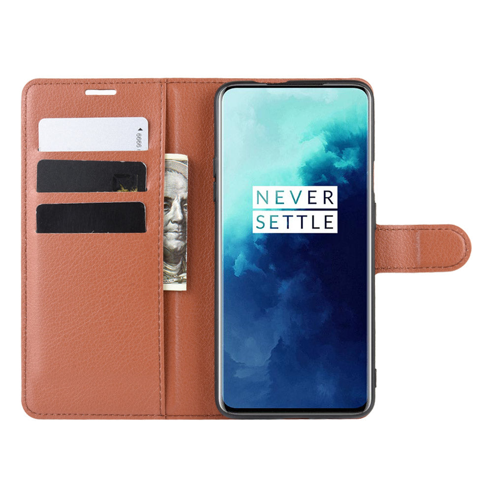 Litchi Grain Wallet Leather Phone Cover for OnePlus 7T Pro