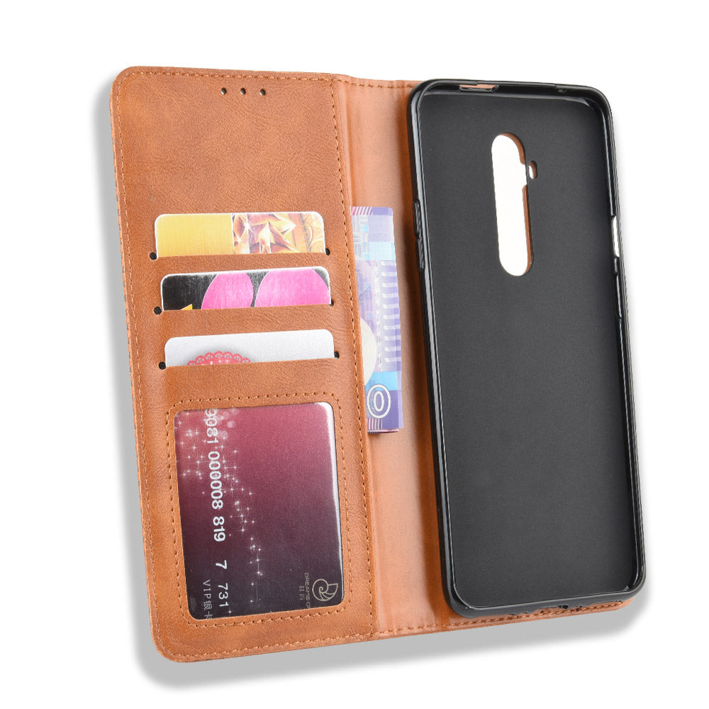 Retro Style Auto-absorbed Leather Casing Phone Shell for OnePlus 7T Pro