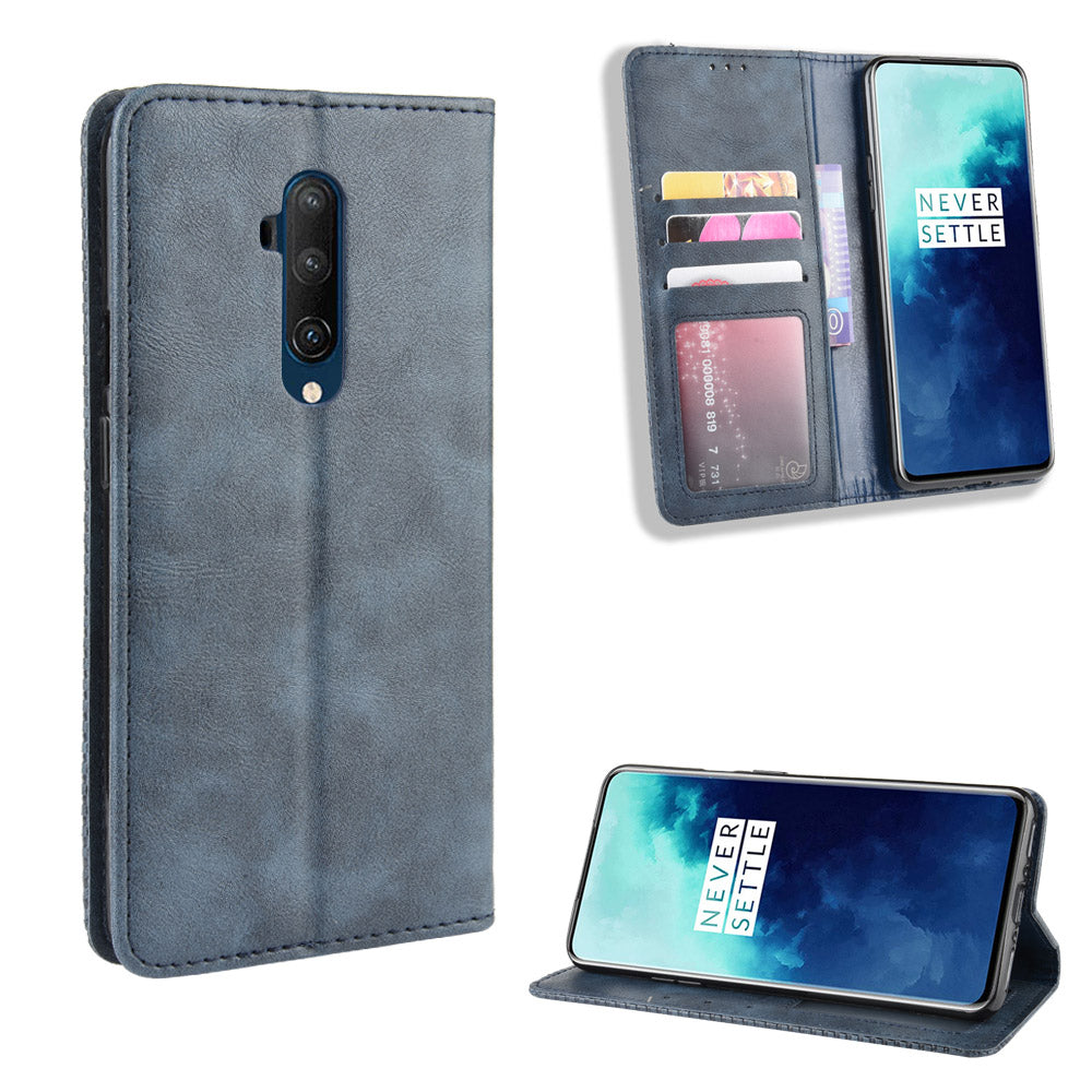 Retro Style Auto-absorbed Leather Casing Phone Shell for OnePlus 7T Pro