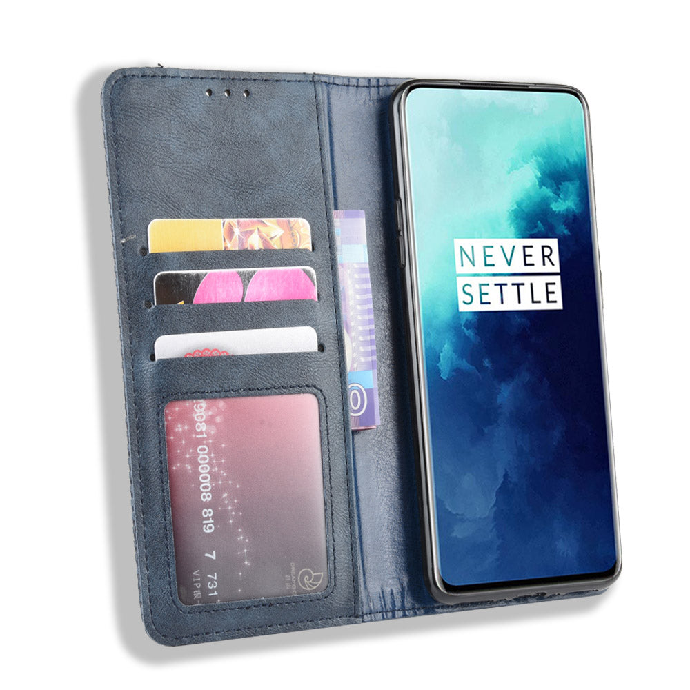 Retro Style Auto-absorbed Leather Casing Phone Shell for OnePlus 7T Pro