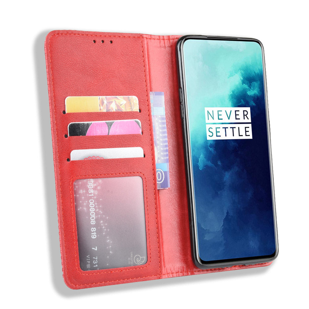 Retro Style Auto-absorbed Leather Casing Phone Shell for OnePlus 7T Pro