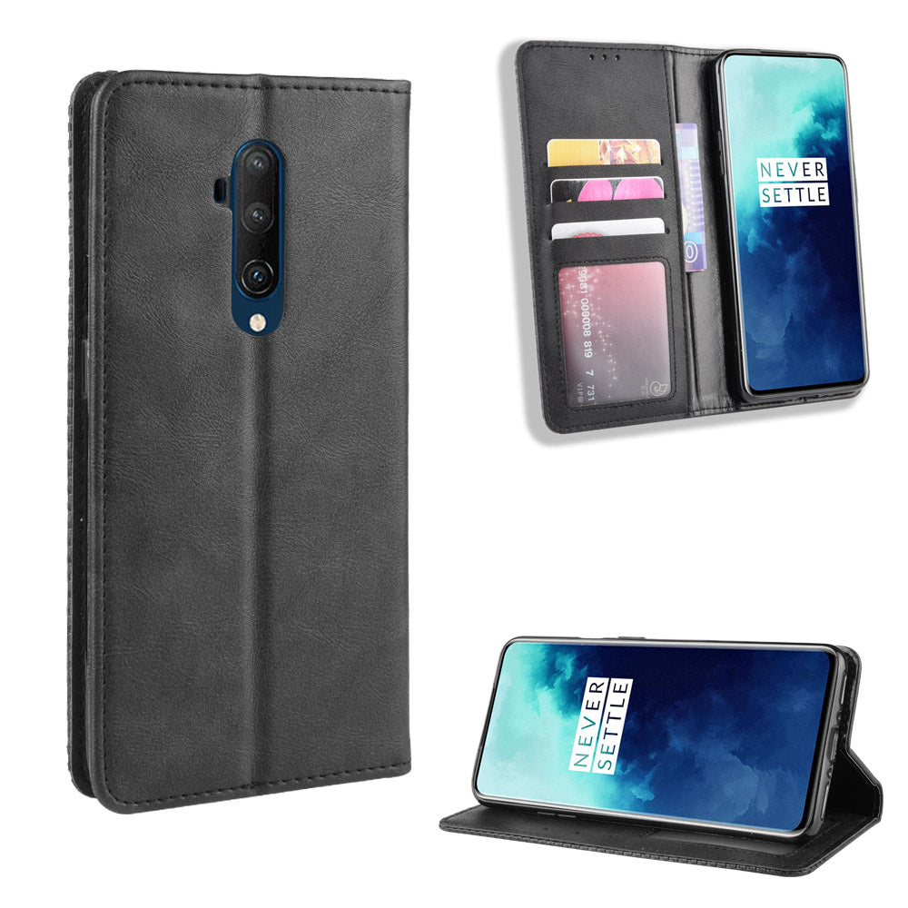 Retro Style Auto-absorbed Leather Casing Phone Shell for OnePlus 7T Pro