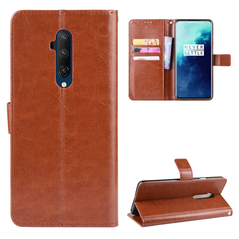 Crazy Horse Texture Leather Wallet Phone Shell Casing for OnePlus 7T Pro