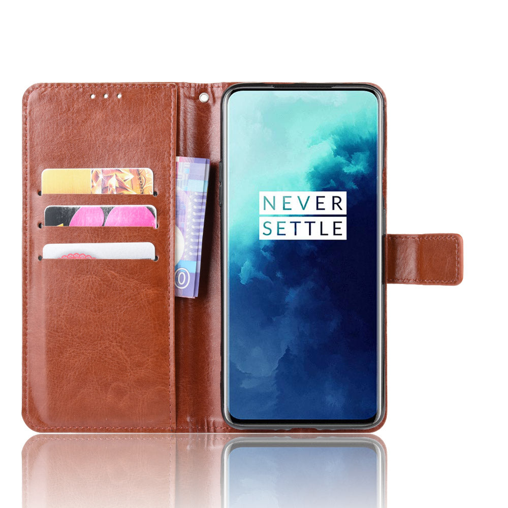 Crazy Horse Texture Leather Wallet Phone Shell Casing for OnePlus 7T Pro