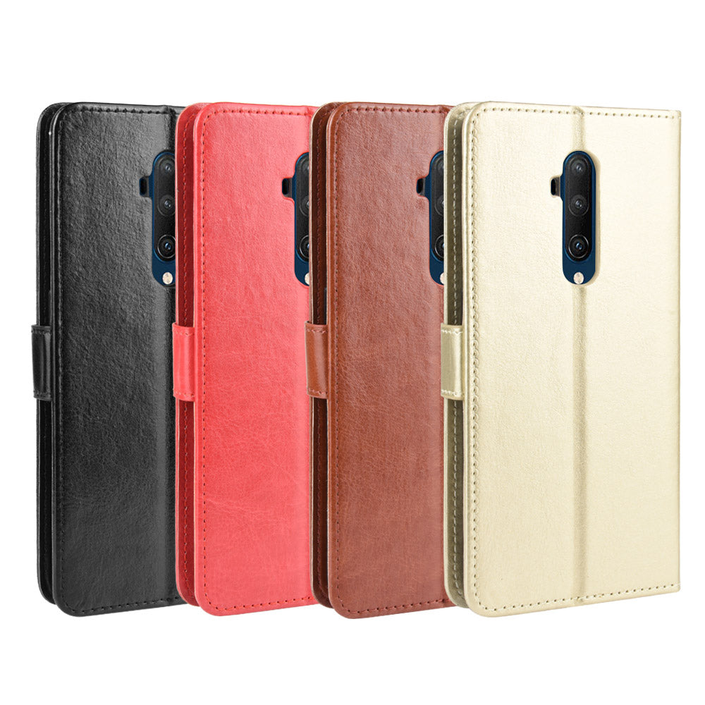 Crazy Horse Texture Leather Wallet Phone Shell Casing for OnePlus 7T Pro