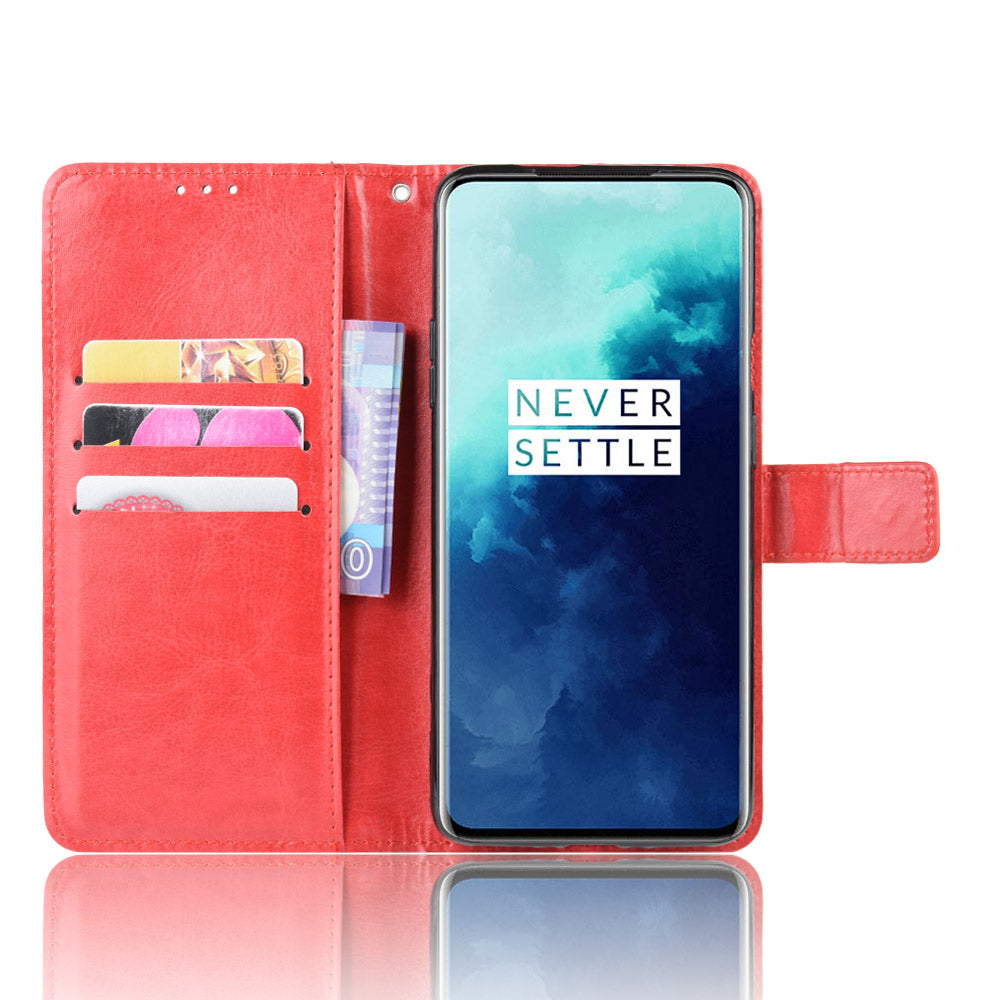 Crazy Horse Texture Leather Wallet Phone Shell Casing for OnePlus 7T Pro