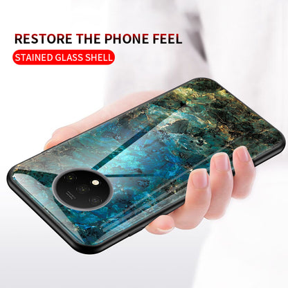 Marble Grain Tempered Glass PC + TPU Mobile Casing for OnePlus 7T