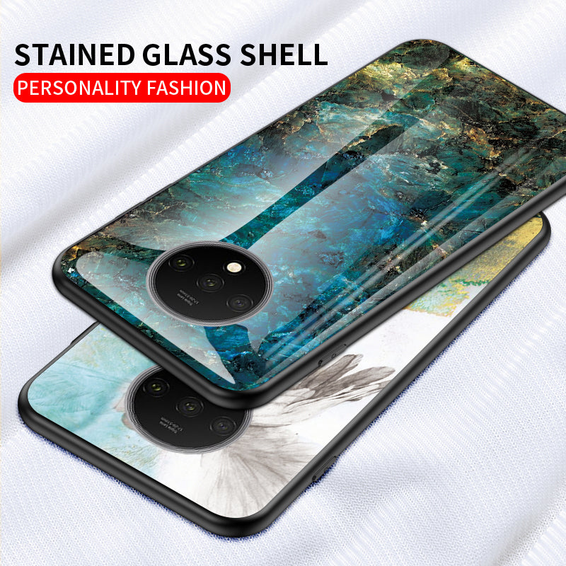 Marble Grain Tempered Glass PC + TPU Mobile Casing for OnePlus 7T