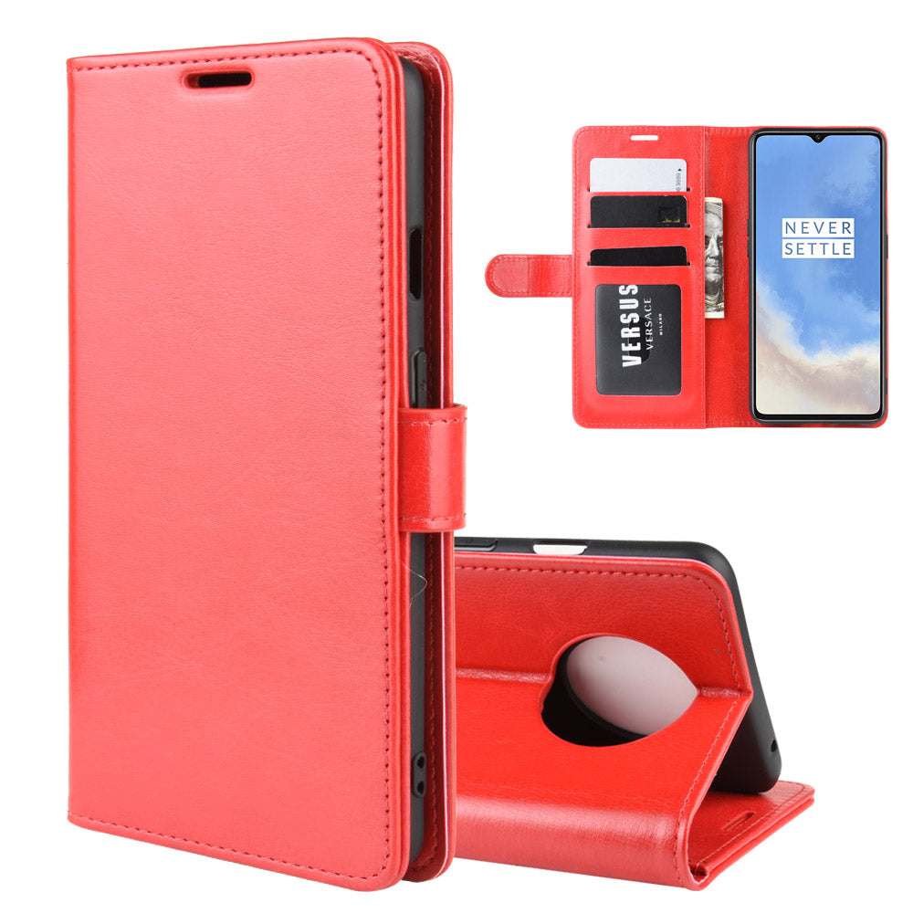 Crazy Horse Wallet Style Leather Phone Stand Shell Case for OnePlus 7T