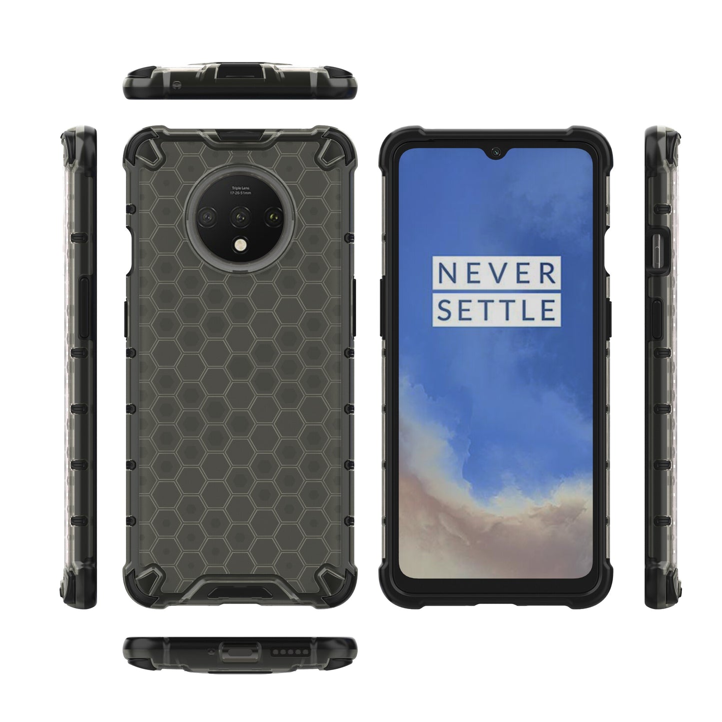 Honeycomb Pattern Shock-proof TPU + PC Hybrid Cover for OnePlus 7T