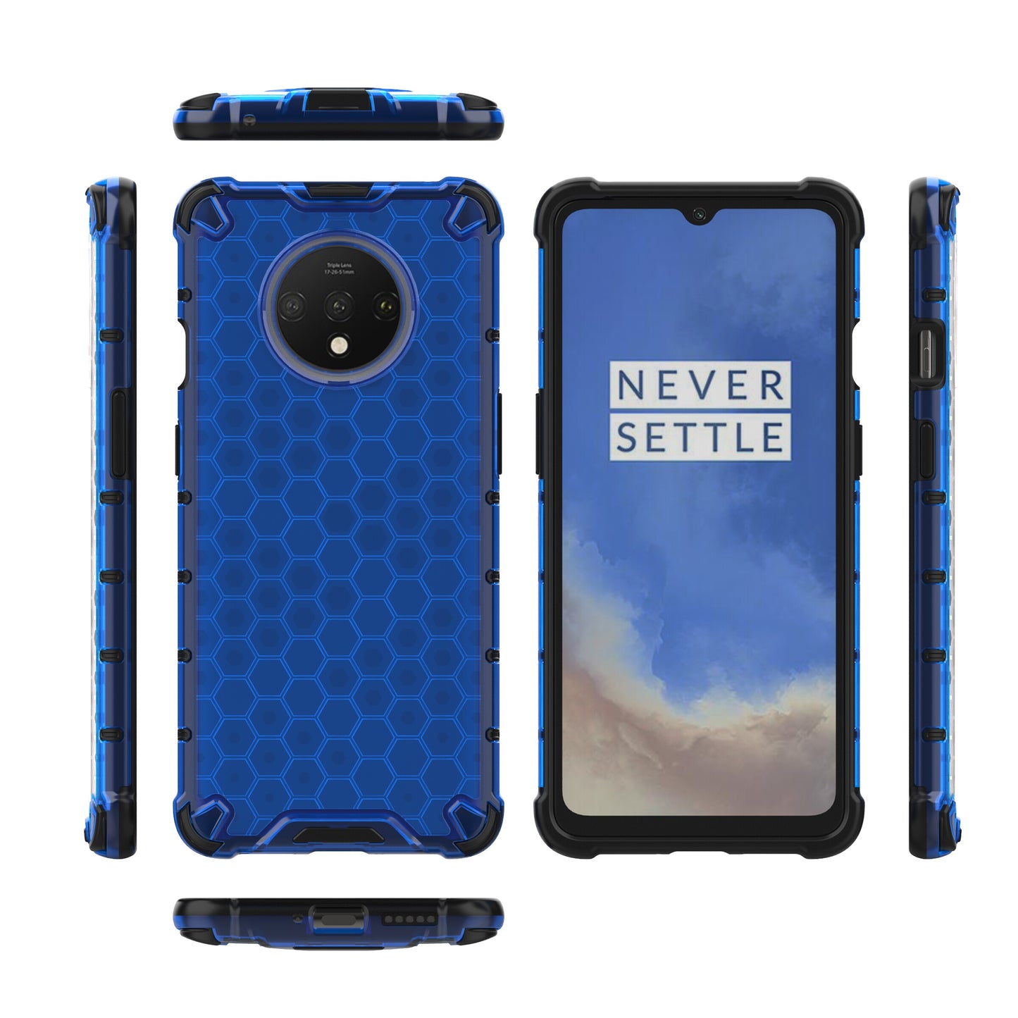 Honeycomb Pattern Shock-proof TPU + PC Hybrid Cover for OnePlus 7T