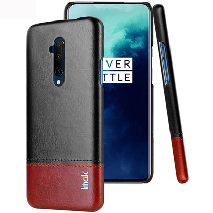 IMAK Ruiyi Series PU Leather Coated PC Hard Phone Casing + Explosion-proof Screen Film for OnePlus 7T Pro