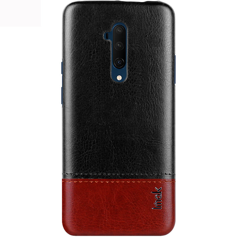 IMAK Ruiyi Series PU Leather Coated PC Hard Phone Casing + Explosion-proof Screen Film for OnePlus 7T Pro