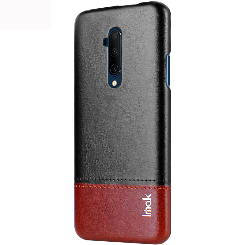 IMAK Ruiyi Series PU Leather Coated PC Hard Phone Casing + Explosion-proof Screen Film for OnePlus 7T Pro