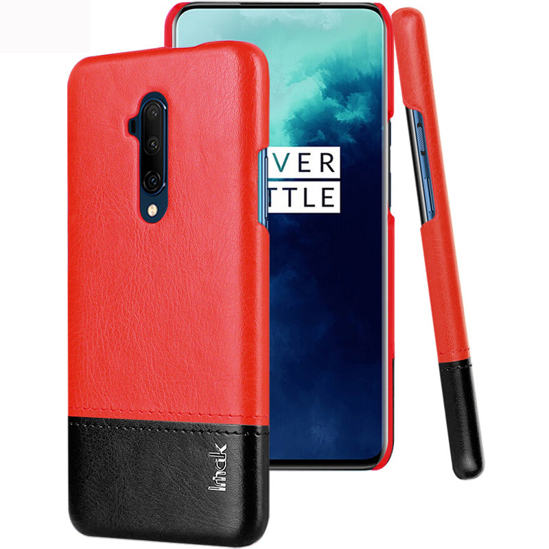 IMAK Ruiyi Series PU Leather Coated PC Hard Phone Casing + Explosion-proof Screen Film for OnePlus 7T Pro