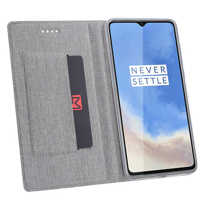 VILI DMX Cross Texture Stand Leather Card Holder Phone Cover for OnePlus 7T