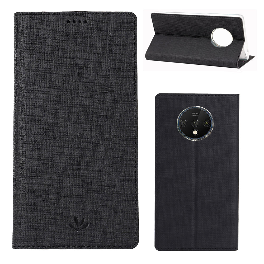 VILI DMX Cross Texture Stand Leather Card Holder Phone Cover for OnePlus 7T