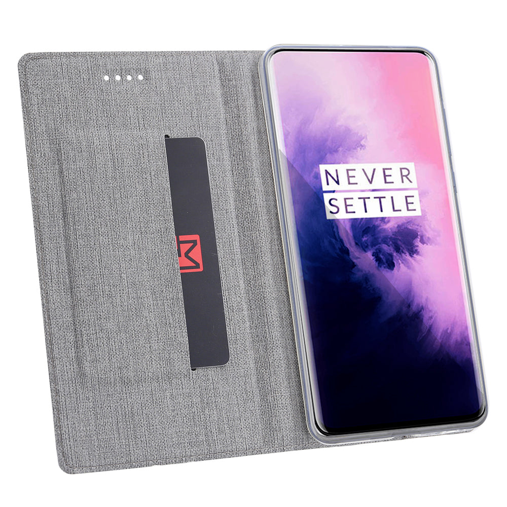 VILI DMX Cross Texture Leather Stand Case with Card Slot for OnePlus 7T Pro