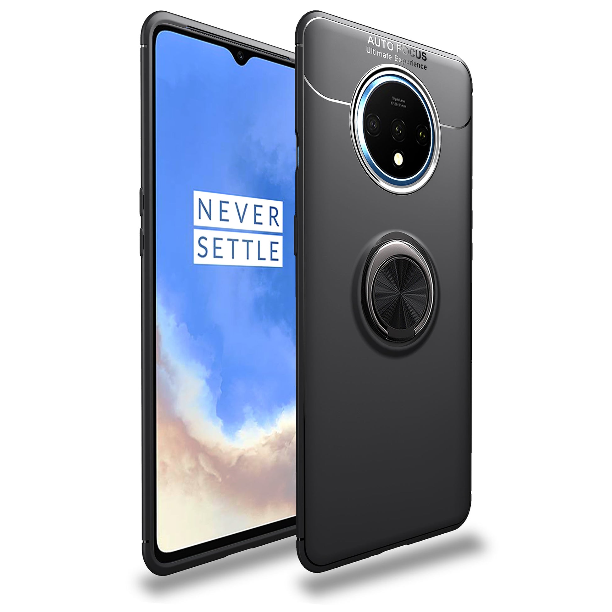 LENUO Metal Ring Kickstand TPU Cover Case for OnePlus 7T Built-in Magnetic Metal Sheet  