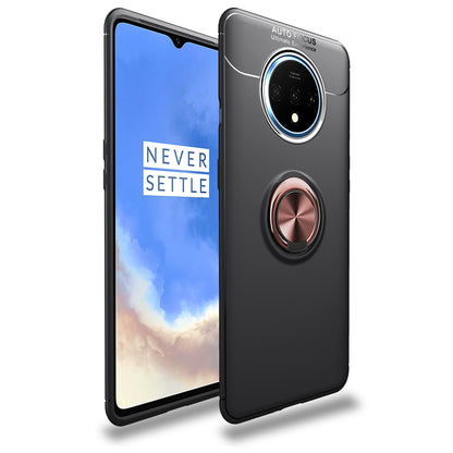 LENUO Metal Ring Kickstand TPU Cover Case for OnePlus 7T Built-in Magnetic Metal Sheet  