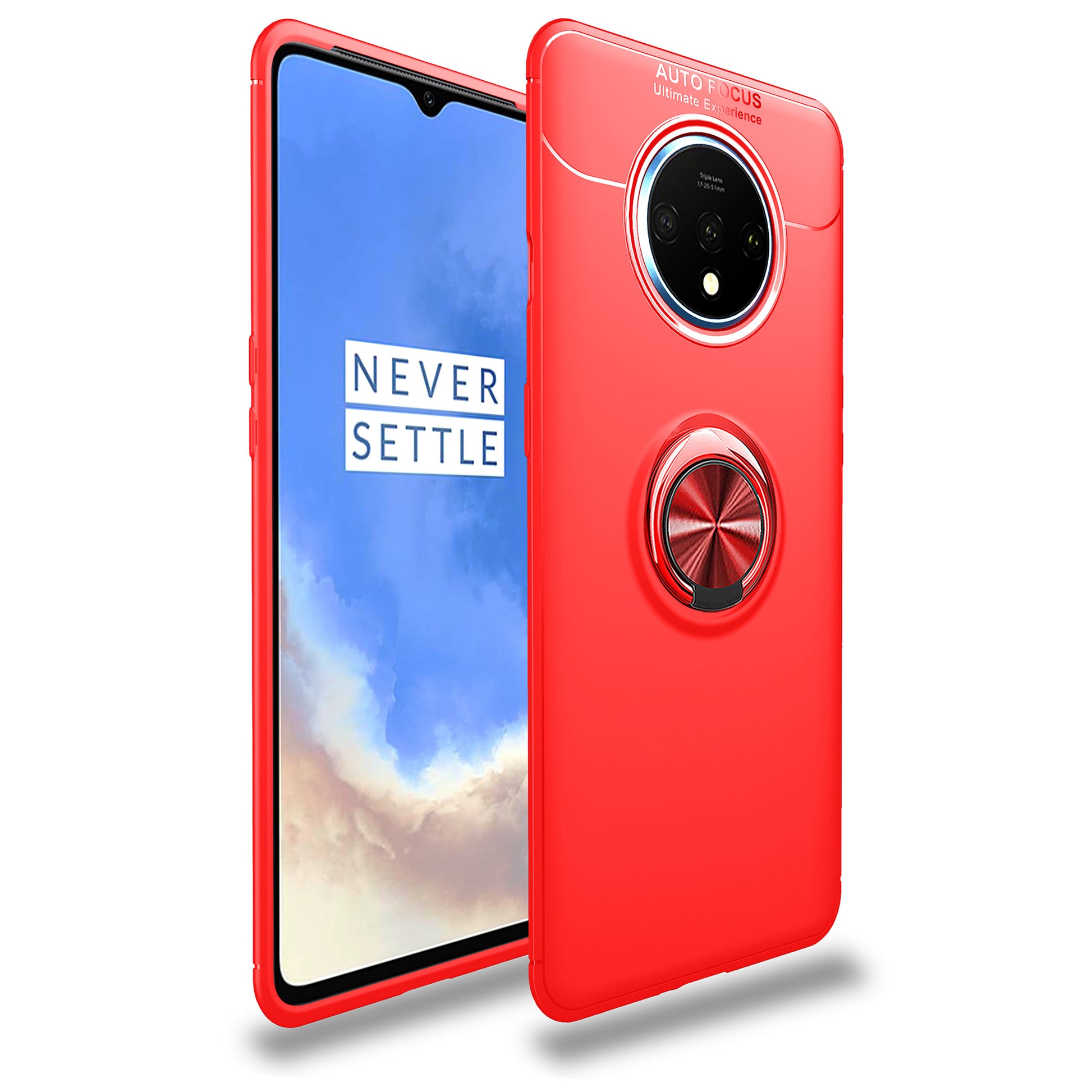 LENUO Metal Ring Kickstand TPU Cover Case for OnePlus 7T Built-in Magnetic Metal Sheet  