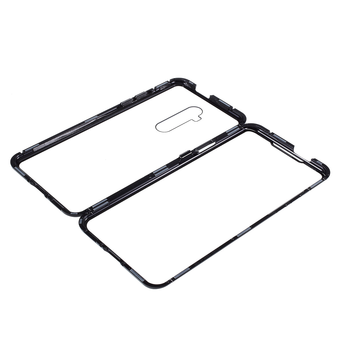 Full Covering Magnetic Metal Frame + Double-sided Tempered Glass Phone Cover Case for OnePlus 7T Pro