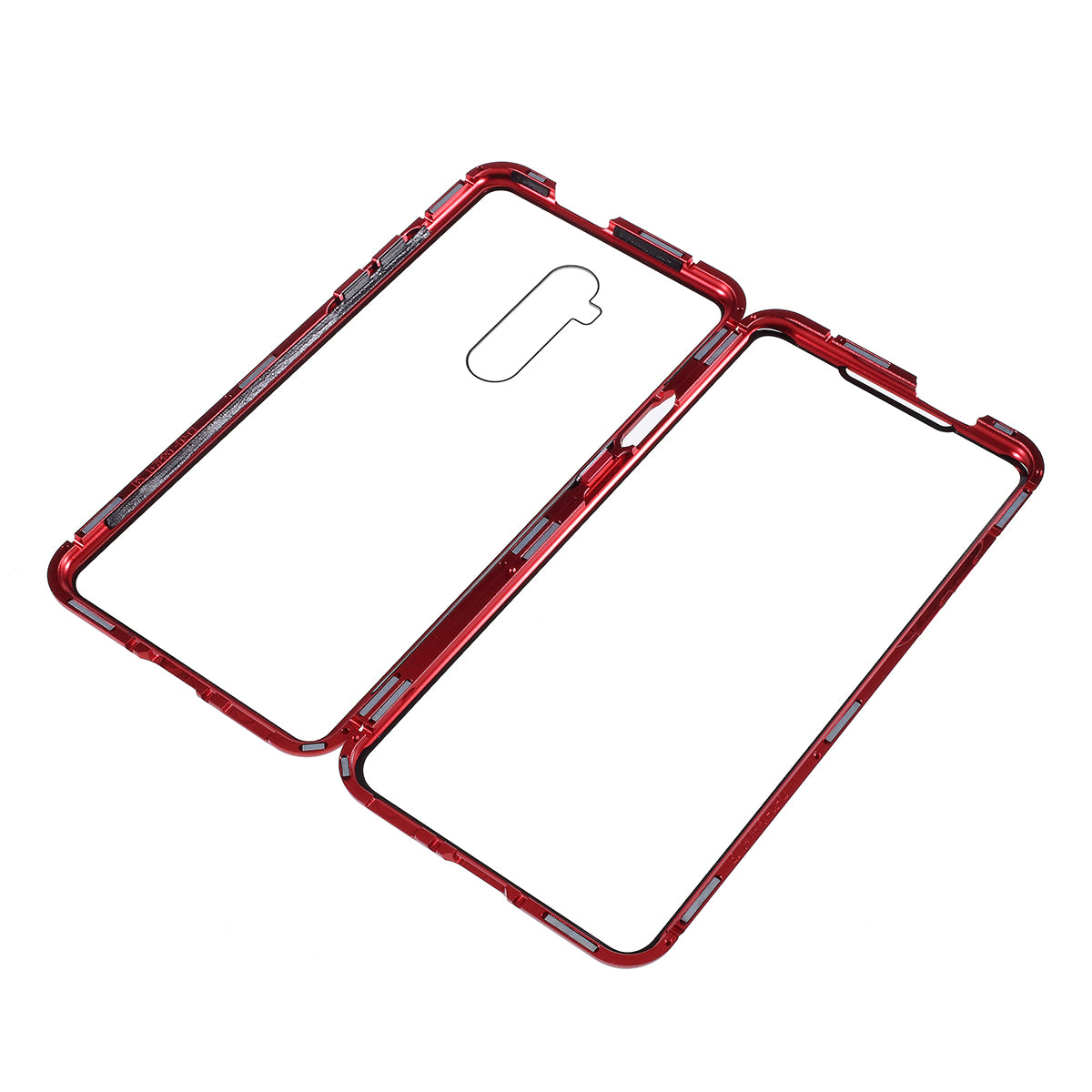 Full Covering Magnetic Metal Frame + Double-sided Tempered Glass Phone Cover Case for OnePlus 7T Pro