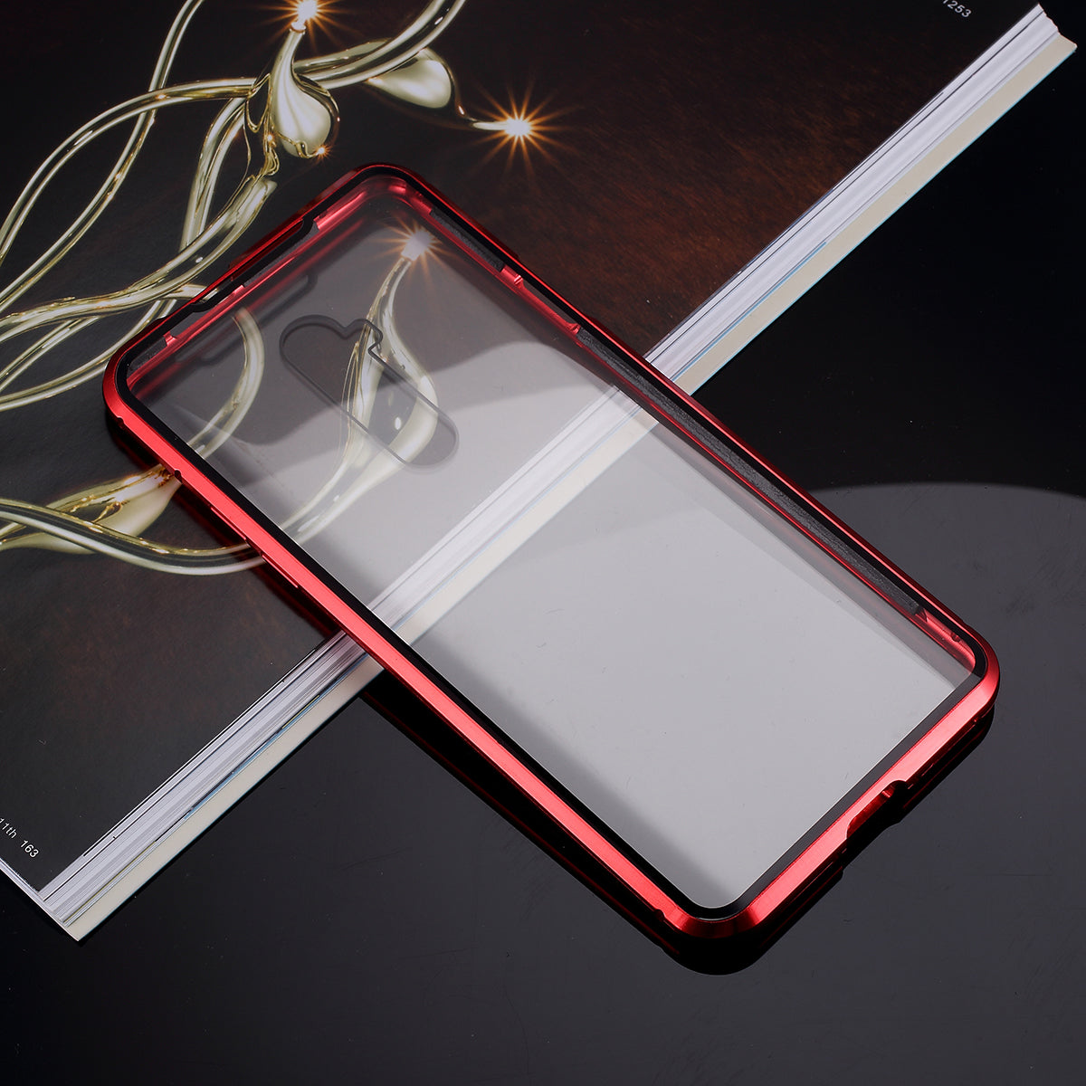 Full Covering Magnetic Metal Frame + Double-sided Tempered Glass Phone Cover Case for OnePlus 7T Pro