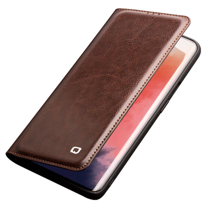 QIALINO Classic Genuine Leather Stylish Case with Card Slot for OnePlus 7T Pro